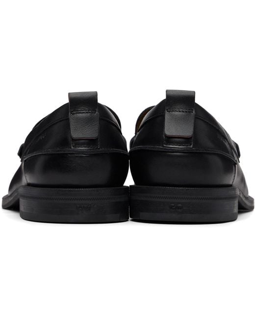 HUGO Black Stacked-Logo Bit Loafers for men