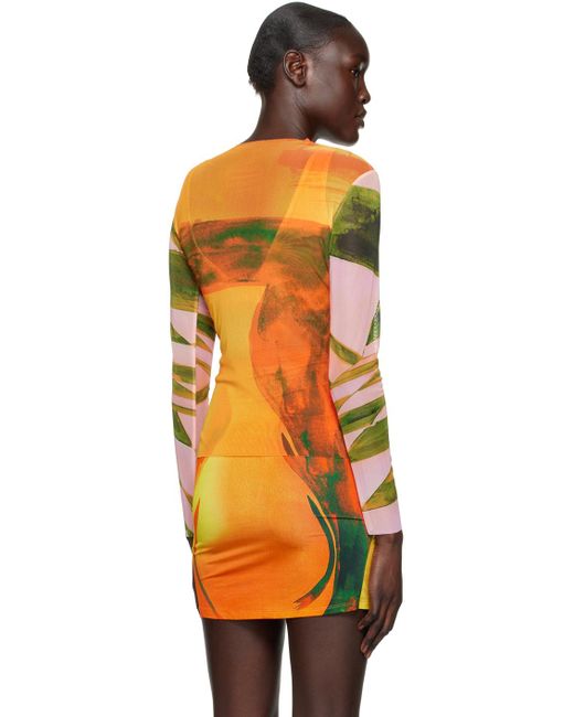 Louisa Ballou Orange Graphic Long Sleeve T-shirt