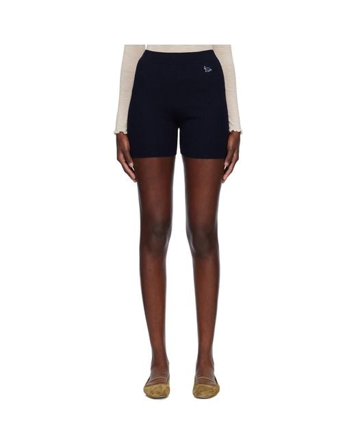 Maison Kitsuné Blue Baby Fox Patch Fine Ribbed Shorts