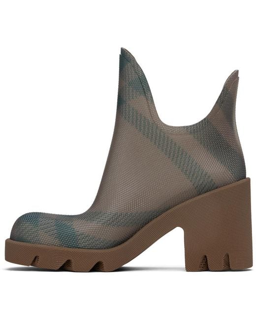 Bottes à talon bottier marsh brunes en caoutchouc Burberry en coloris Brown