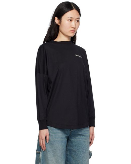 Palm Angels Black Embroide Long Sleeve T-shirt