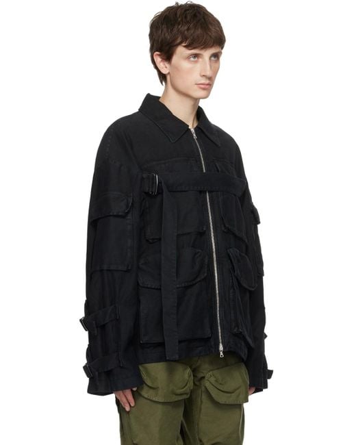 Dries Van Noten Black Garment-dyed Jacket for men