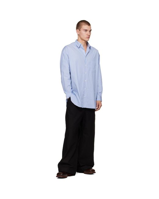 Comme des Garçons Blue Cotton Stripe Shirt for men