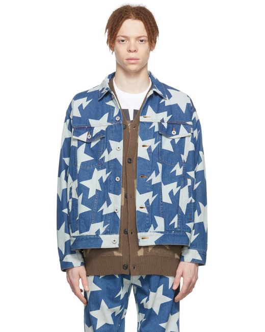 A Bathing Ape Sta Pattern Denim Jacket in Indigo (Blue) for Men Lyst UK