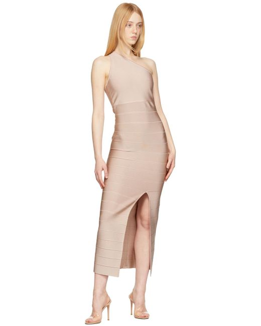 Hervé Léger Black Beige Bandage Icon Long Dress