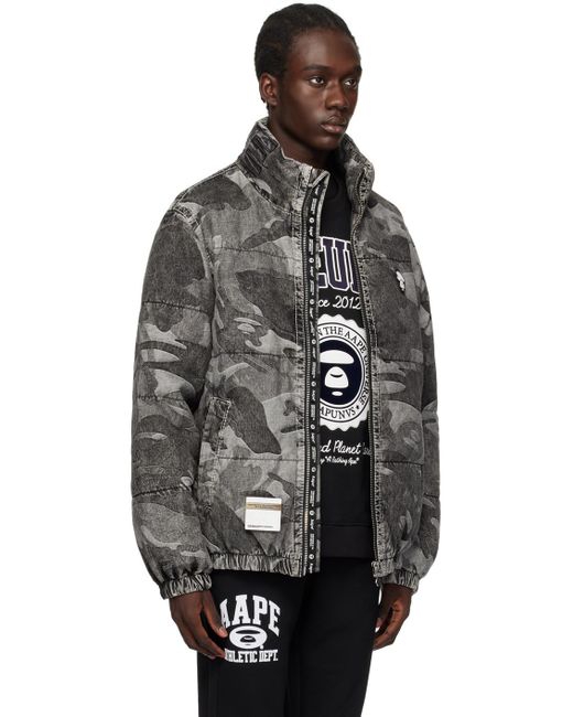 Aape By A Bathing Ape Black Graphic Down Jacket for men