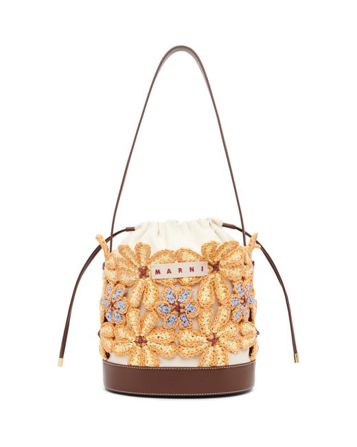 Marni Metallic Off- & Flower Bucket Bag