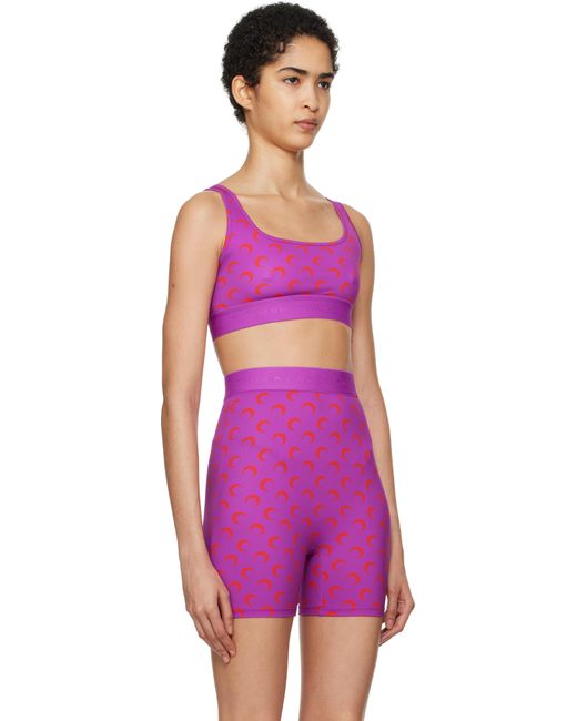MARINE SERRE Ssense限定 パープル＆レッド Moon Printed ジャージ スポーツブラ Purple