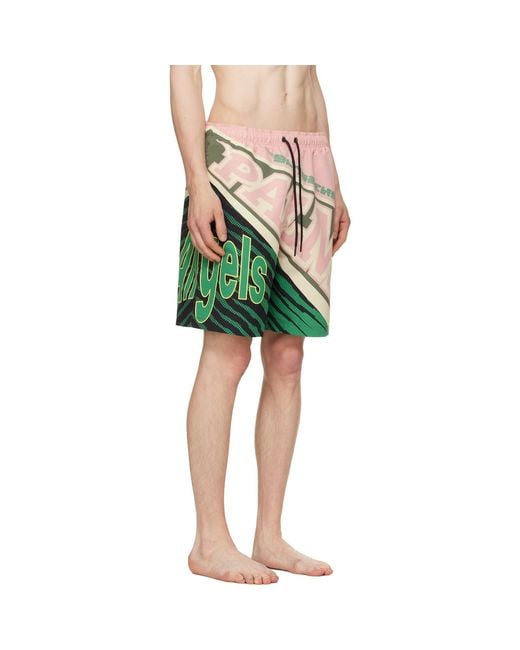 Palm Angels Green 'Racing' Swim Shorts for men