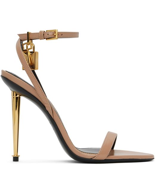 Tom Ford Metallic Padlock Pointy Naked Heeled Sandals
