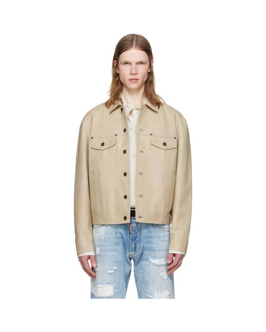 DSquared² Metallic Leather Jean Jacket for men