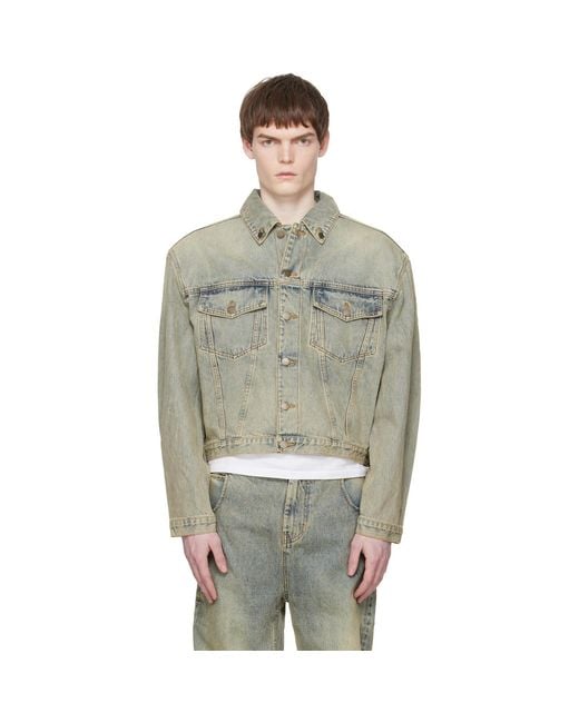 Entire studios Gray Shrunken Denim Jacket for men