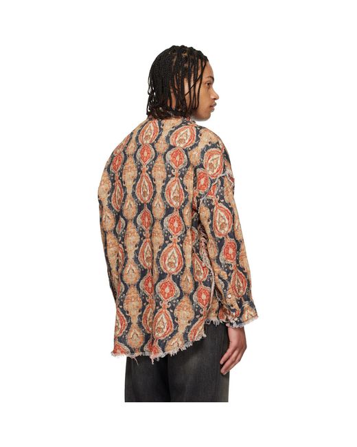 R13 Multicolor Shredded Seam Drop Neck Shirt for men