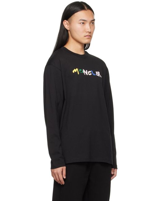 Moncler Black Printed Long Sleeve T-shirt for men