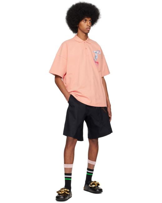 J.W. Anderson Black Pink Print Polo for men