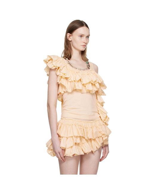 Dries Van Noten Natural Ruffled Top