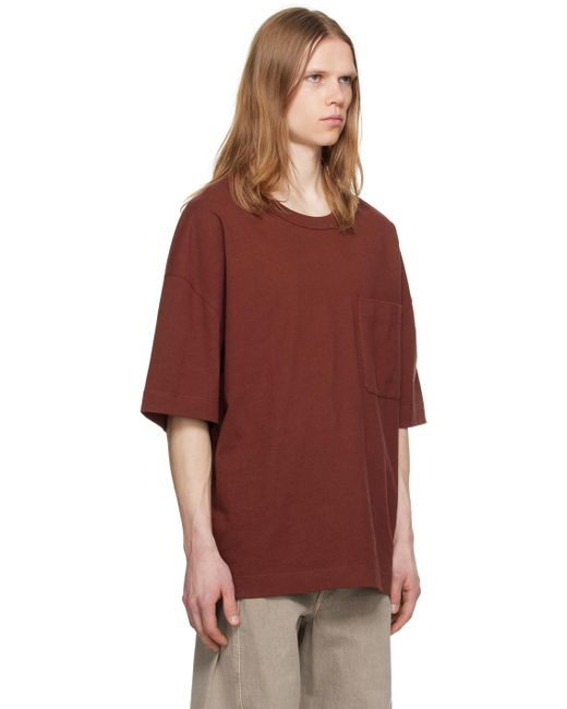 Lemaire Red Burgundy Boxy T-Shirt for men