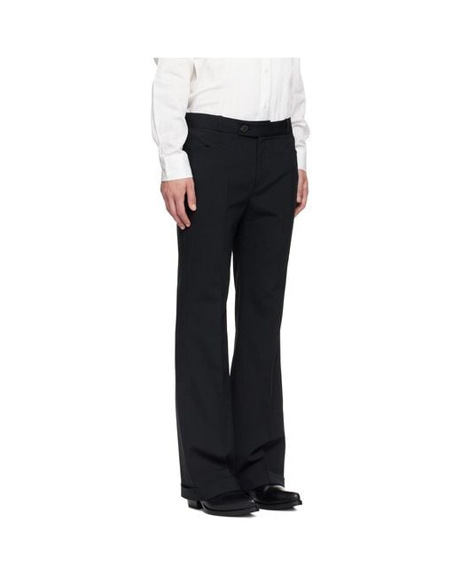 Ernest W. Baker Black Cuffed 70's Trousers for men
