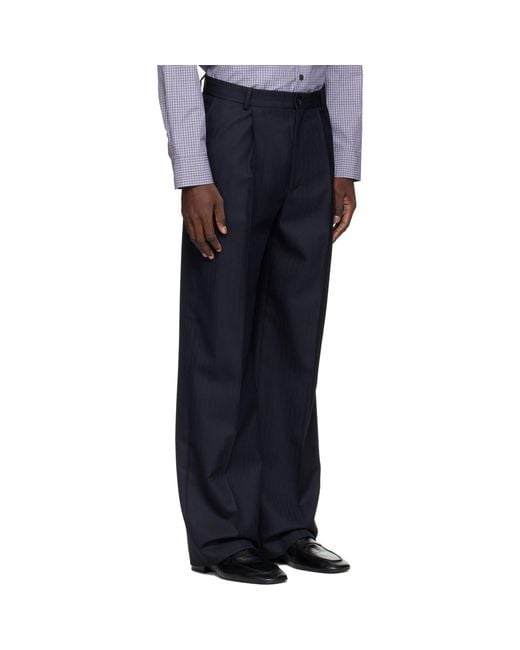 Dries Van Noten Blue Wool Trousers for men
