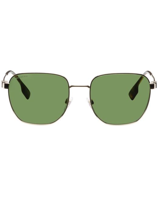 Burberry Green Gold Square Metal Sunglasses