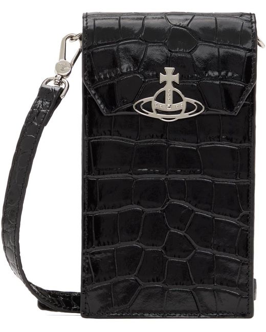 Vivienne Westwood Black Crocodile Phone Pouch for men