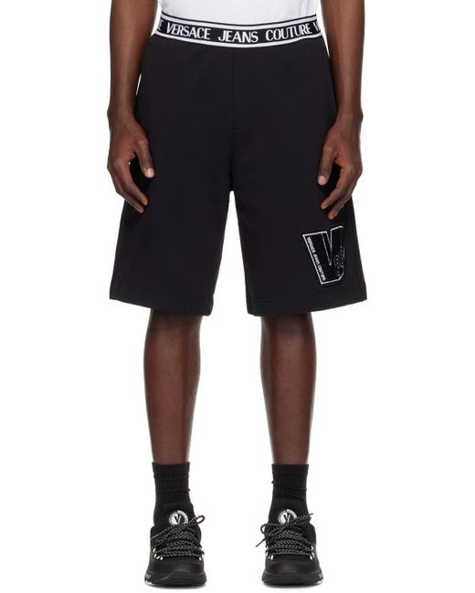 Versace Black V-Patch Shorts for men