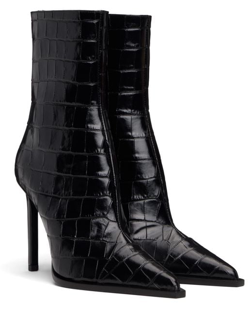 Amiri Black Croc 'Ma' Stiletto Boots