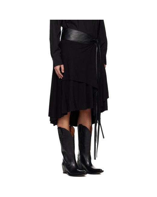 AARON ESH Black Jersey Wrap Midi Skirt