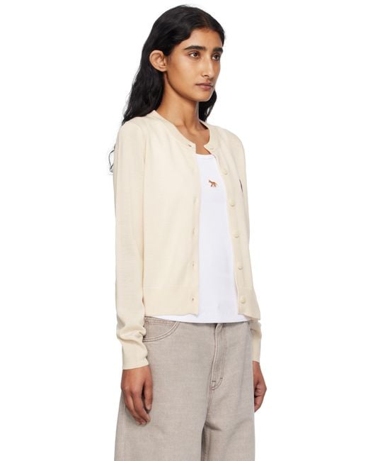 Maison Kitsuné White Double Bold Fox Head Patch Regular Cardigan