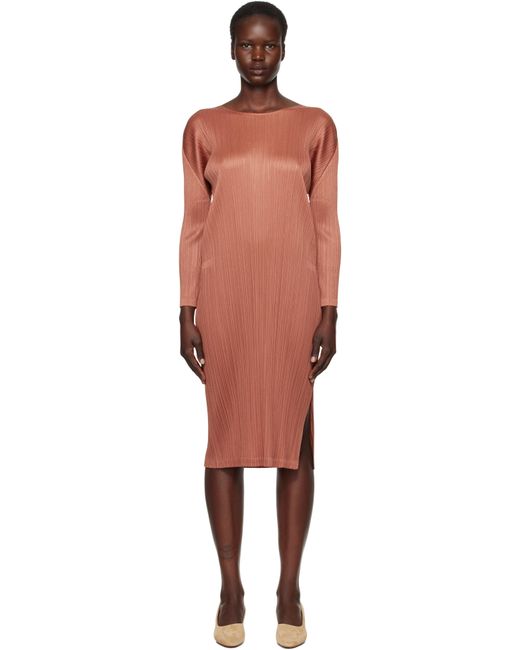 Robe Midi Monthly Colors December Brune Pleats Please Issey Miyake en coloris Black