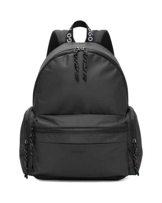HUGO Black Coated Canvas Backpack for men