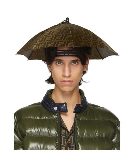 Fendi Green Tan And Brown Forever Umbrella Hat for men