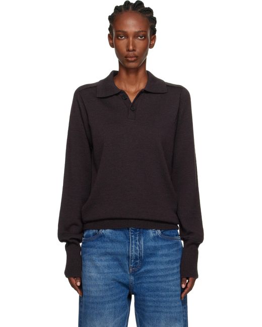 Studio Nicholson ブラウン Sark ニットポロシャツ Black
