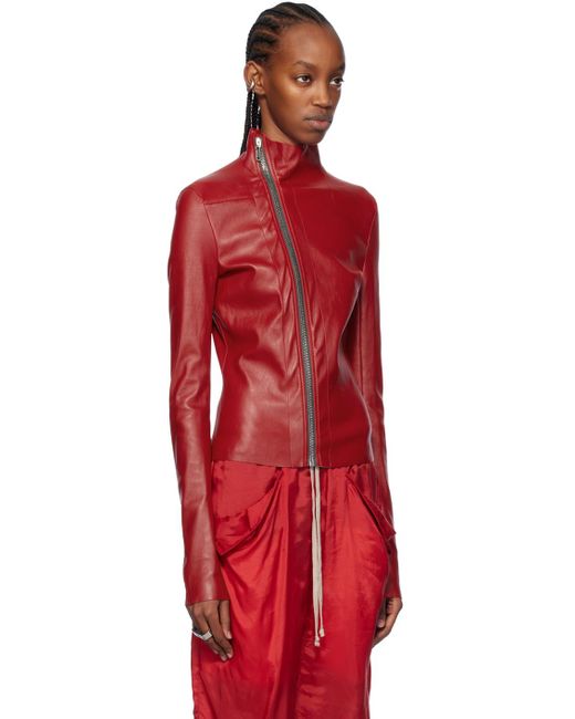 Rick Owens Red Gary Leather Jacket