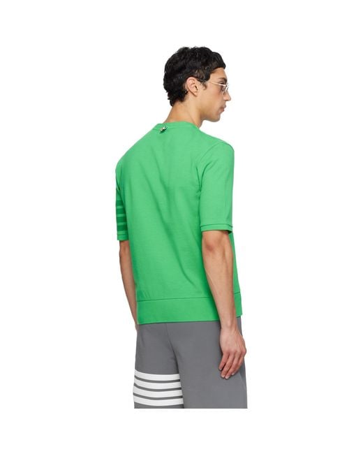 Thom Browne Green Cotton Jersey 4-Bar T-Shirt for men