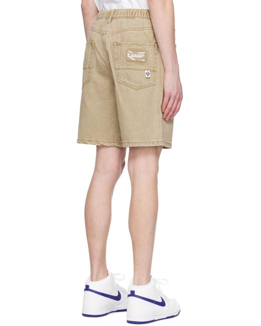 Aape By A Bathing Ape Natural Garment-dyed Denim Shorts for men