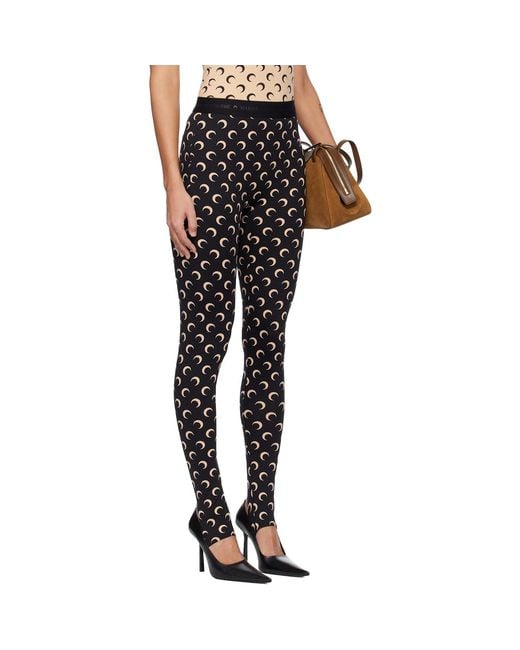 MARINE SERRE Black Recycled Moon Jersey Stirrup Leggings