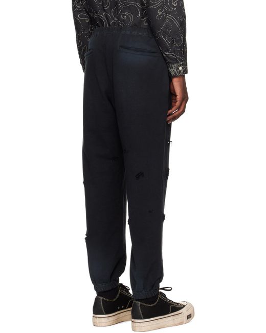 Flagstuff Black Distressed Lounge Pants for men