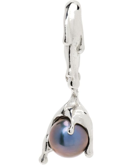 ALAN CROCETTI Black Nano Pearl Melt Single Earring for men