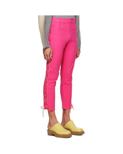 Eckhaus Latta Pink Laced Trousers for men