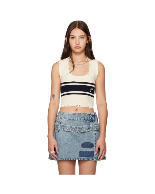 Ambush Black Off- Destroyed Rib Round Neck Vest