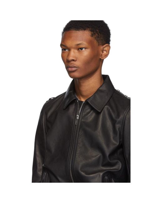Rick Owens Black Leather Rotterdam Jacket in Black for Men ...