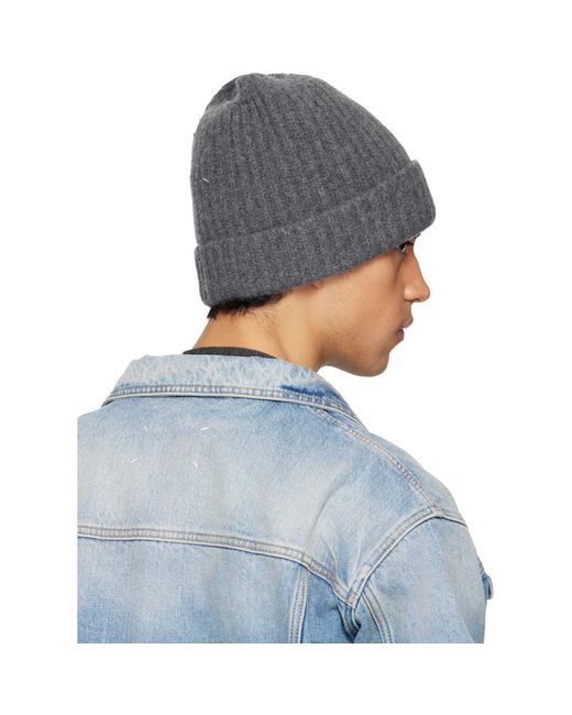 Maison Margiela Blue Ribbed Beanie for men