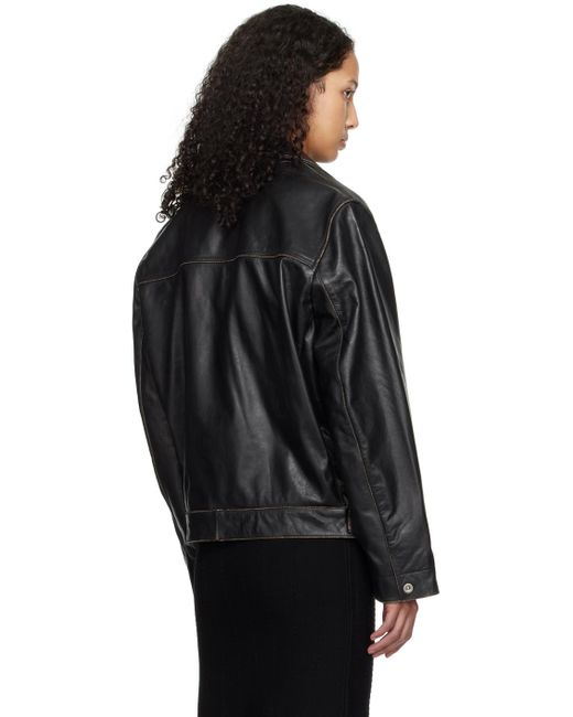 Victoria Beckham Black Oversized Leather Jacket for men