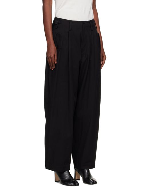 Y's Yohji Yamamoto Black U-Double Tuck Wide Trousers