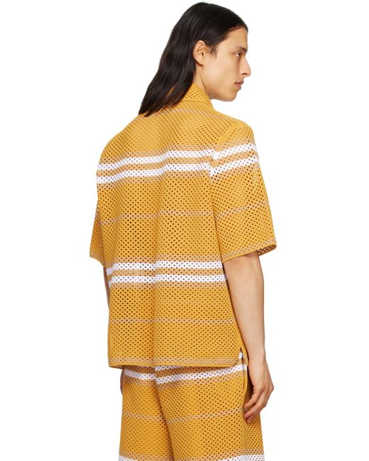 Burberry Orange Yellow Striped Shirt for men