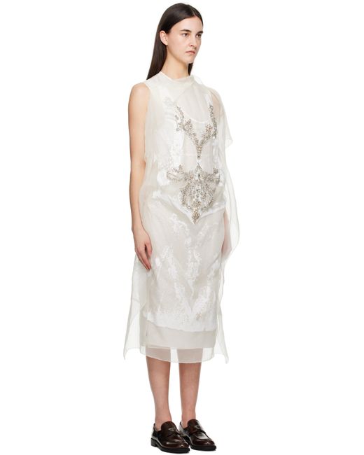 Erdem オフホワイト アシンメトリー カクテル ミディアムワンピース Black