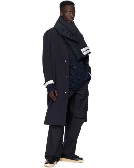 Jil Sander Black Navy Press-stud Coat for men