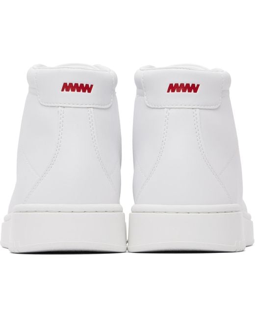 HUGO White Faux-Leather High-Top Sneakers for men