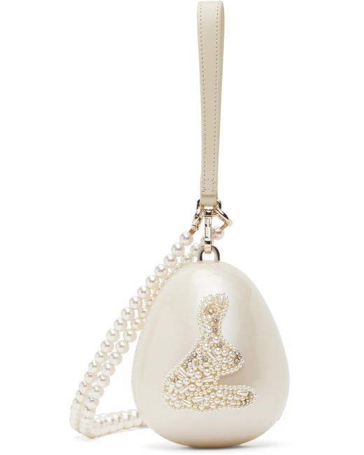 Simone Rocha White Embellished Hare Pearl Egg Bag